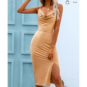 Backless Drape Collared Dress